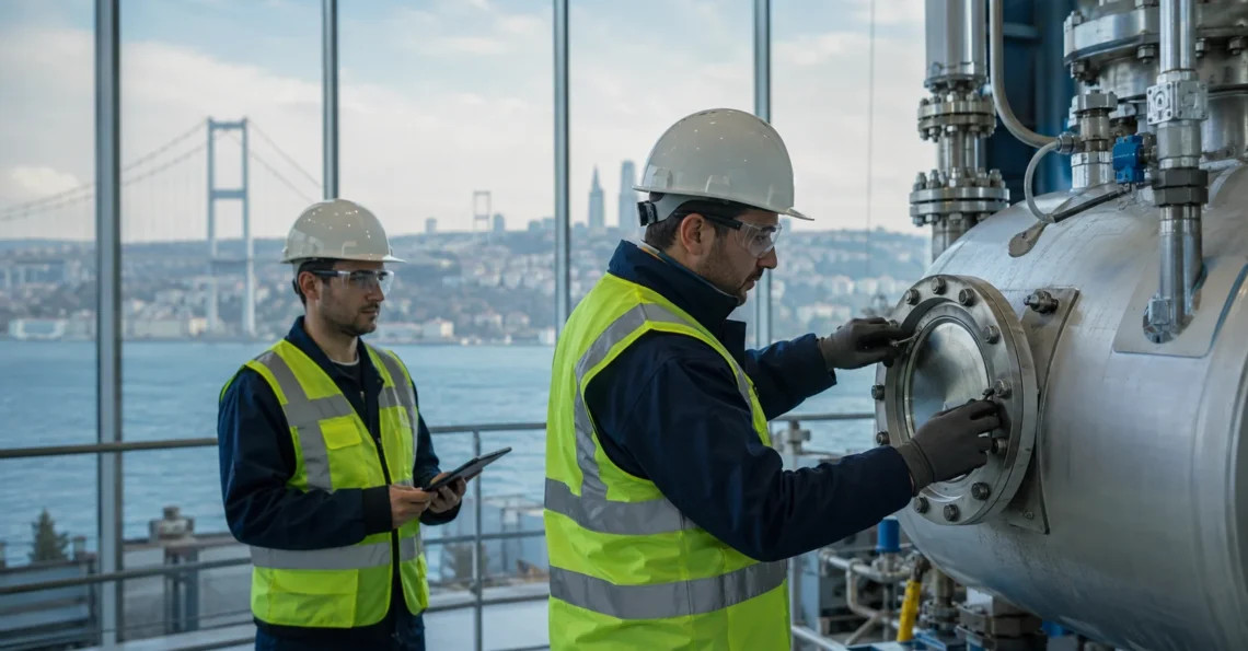 istanbulda periyodik kontrol yapan mühendisler